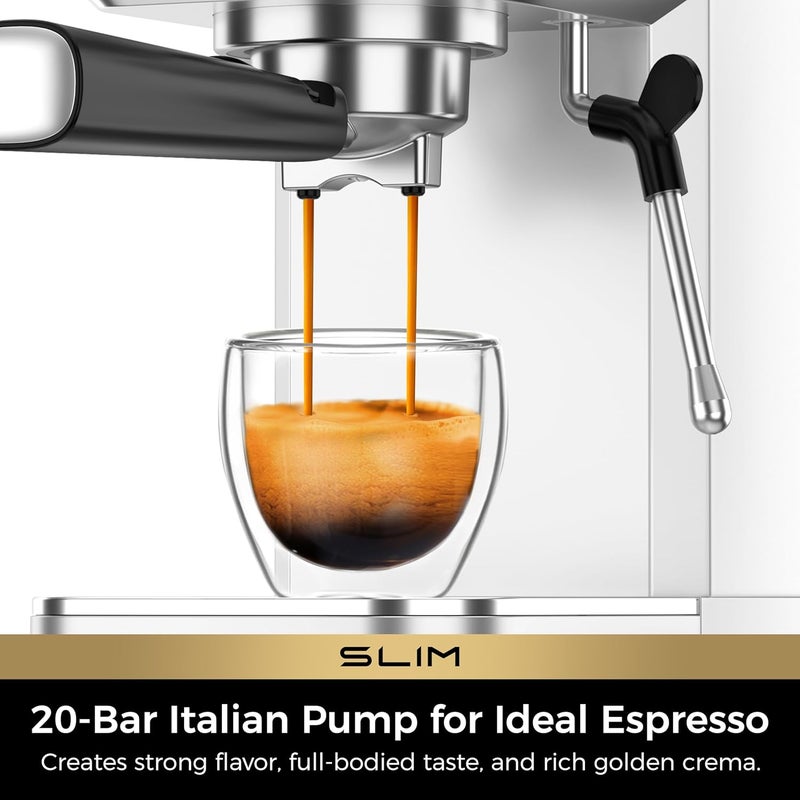 CHULUX Slim 2026 Upgrade Espresso Machine with Milk Frother Steam Wand, 20 Bar Professional Italian Pump Espresso Coffee Machine for Home Cappuccino & Latte Maker, Silver - Image 2